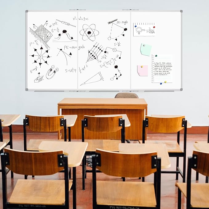 Lockways Large Magnetic 157" x 40" Dry Erase Board, Foldable Wall Mounted Whiteboard| White Board with Pen Tray for Business,Team,Home Office,Home Education and School Classroom