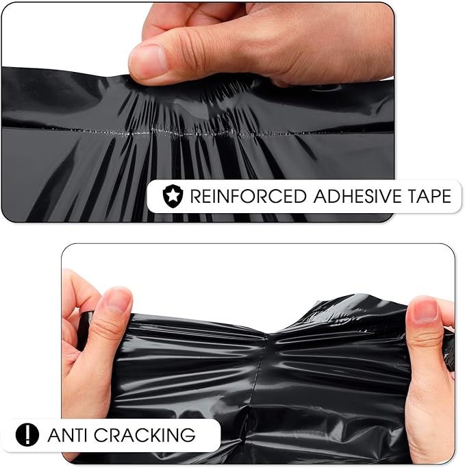 Metronic Poly Mailers 12X15.5 200 Pack, Strong Adhesive Shipping Bags for Clothing, Waterproof and Tear-Proof Shipping Envelopes, Mailers Poly Bags Packaging Bags for Business in Black