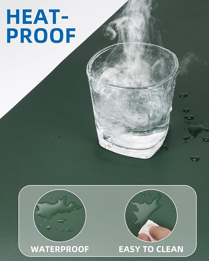 Non-Slip Desk Pad,Mouse Pad,Waterproof PU Leather Desk Protector,Ultra Thin Large Desk Blotter,Waterproof Keyboard mat for Office/Home/Decor(Dark Green 23.6" x 13")