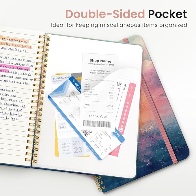 Lined Spiral Journal Notebook for Women, A5 College Ruled Journals for Writing, Hardcover Notebooks for Work, Note taking and Office School Supplies,140 Pages - Sunset