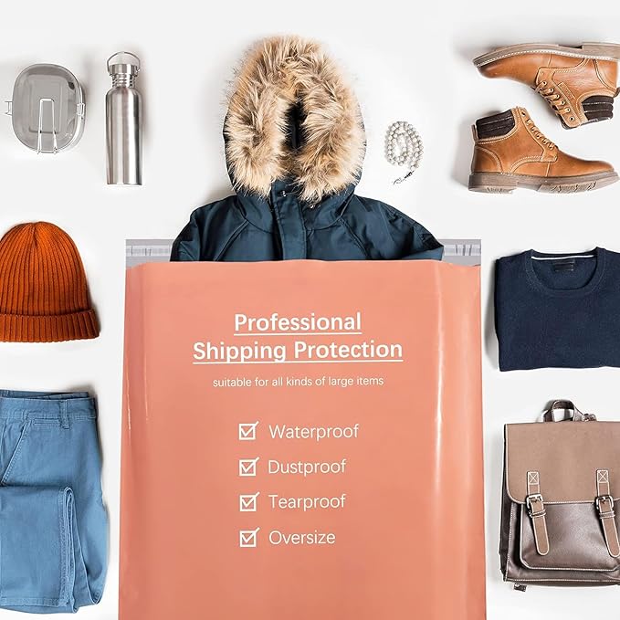 Metronic Large Poly Mailers 24x24 50 Pcs, Extra Large Shipping Bags for Clothing | Strong Adhensive Mailing Bags for Small Business, Shipping Envelopes, Tear-resistant Packing Bags in Peach Pink