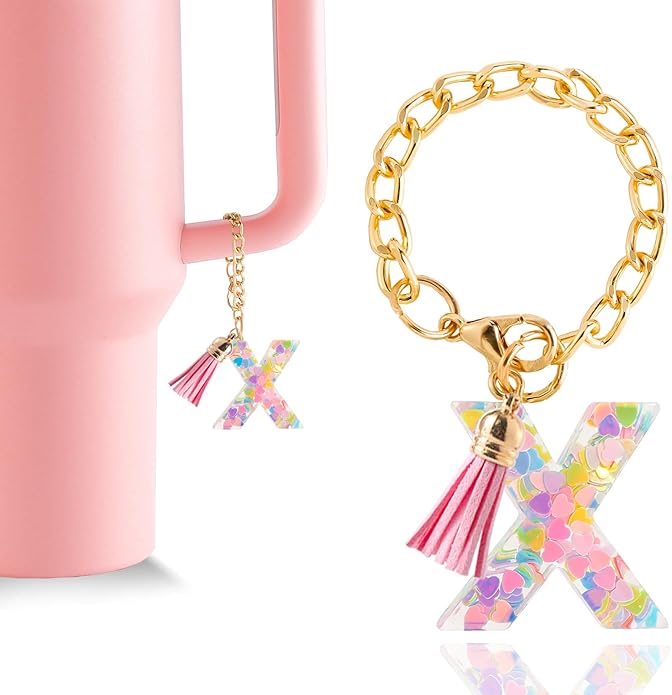 Letter Charm Accessories for Stanley Cup 1 PCS Cute Initial Keychain Handle Charm for Stanley Tumbler for Women