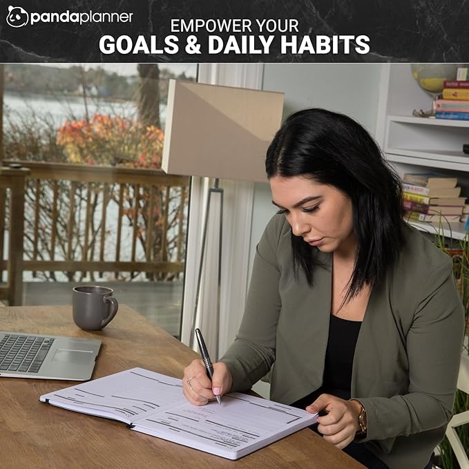 Panda Planner Pro A4 Daily Planner 2026 – 6 Month Large 8.5x11 Undated Academic & Productivity Planner with Daily, Weekly & Monthly Calendar, Work Planner, Goal Tracker, Habit Tracker & Personal Development Organizer – Black