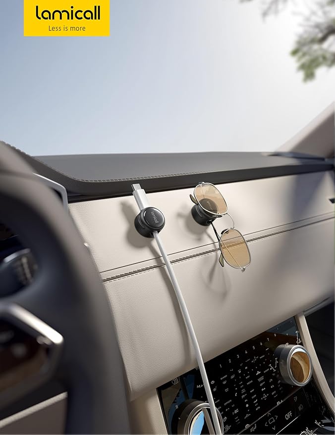 12Pack Magnetic Cord Organizer Cable Clips - Lamicall [Crystal-Clear] Desk Cable Managment for Phone Charging Cord, Adhesive Wire Holder for Home Office Nightstand, Christmas Organizer Accessories