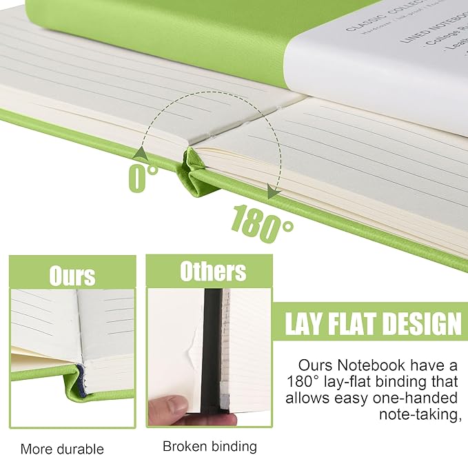 Lined Journal Notebook, (Grass Green), 160 Pages, Medium 5.7 inches x 8 inches - 100 gsm Thick Paper, Hardcover