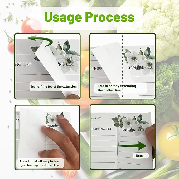 Meal Planner and Grocery List, For Weekly Meal Planner Grocery List, Magnet Pad for Fridge To Do List Notepad, 52 Undated Sheets Meal Planning Pad with 104 Tear Off Shopping List (flowers)