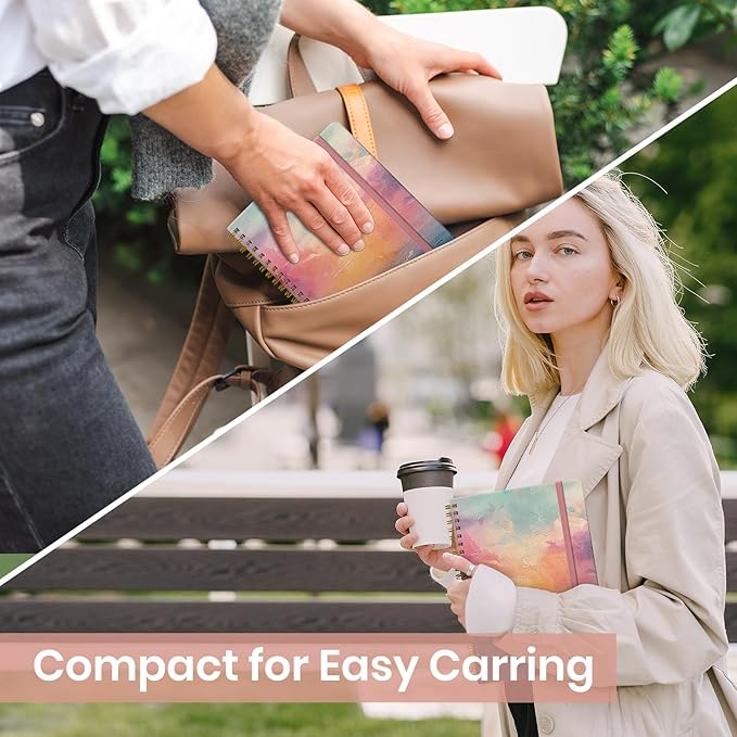 Lined Spiral Journal Notebook for Women, A5 College Ruled Journals for Writing, Hardcover Notebooks for Work, Note taking and Office School Supplies,140 Pages - Sunset