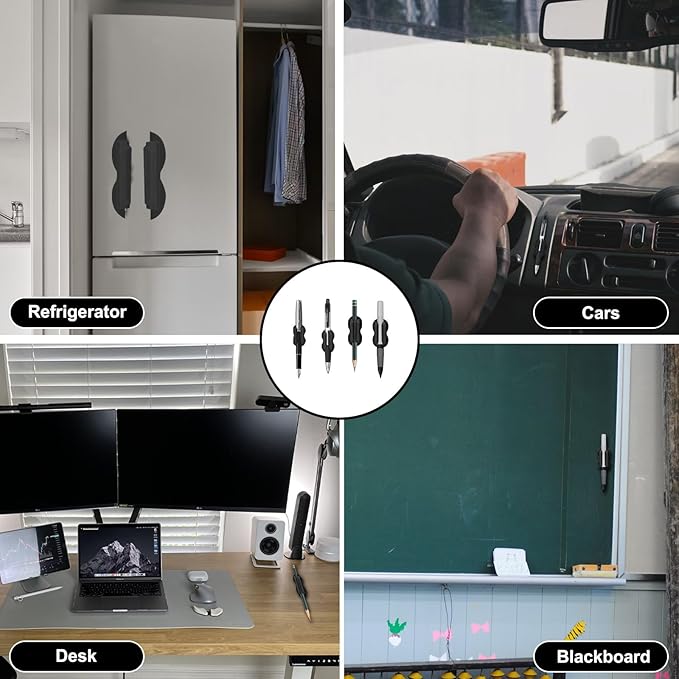 20 Pack Pencil Holders, Adhesive Desk Pencil Holder For Classroom Clipboard Wall, Silicone Pen And Marker Holders For School Student Kids Teacher Office Desk Accessories (Black) (Black)