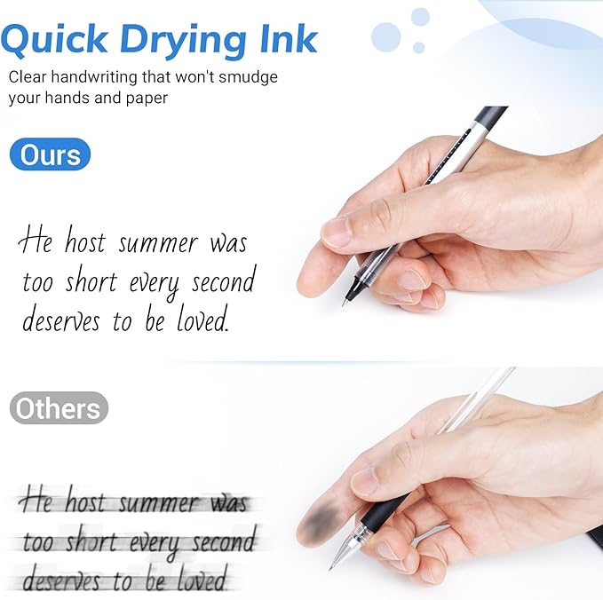 Rollerball Pens Fine Point Pens, 26 Pack Black Liquid Ink Rollerball Pens, 0.5mm Roller Ball Pens, Smooth Writing for Journaling School Office