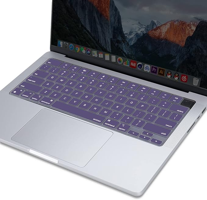 MOSISO Keyboard Cover Skin Compatible with MacBook Air 15 inch M3 A3114 M2 A2941/Air 13.6 A3113 A2681/Pro 14/16 M4 M3 M2 M1, Imperial Purple