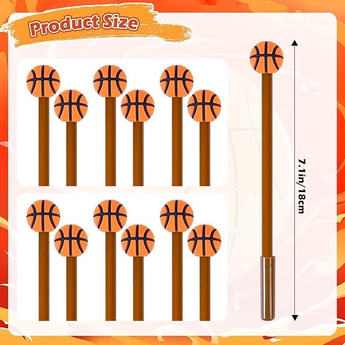 LiYiQ 50 Pcs Basketball Cartoon Cute Fun Pens for Kids Kawaii Soccer Shape Gel Black Ink Pen Cute Basketball Pens for School Office Home Student Kids Present