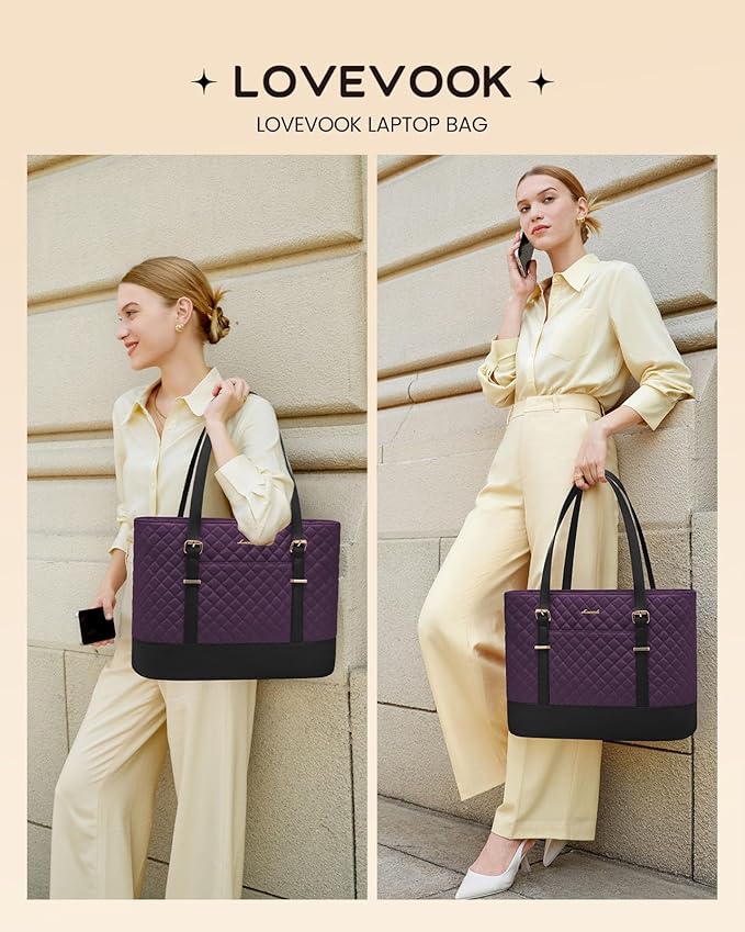 LOVEVOOK Laptop Bag for Women, 15.6 Inch Work Tote Computer Bag With Large Cup Holder, Lightweight Large Laptop Briefcase for Travel, Bussiness, Teacher