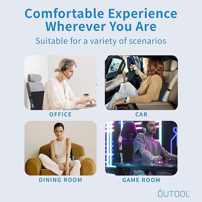 Lumbar Support Pillow for Office Chair, Memory Foam Office Chair Back Support,Lower Back Pillow for Car Seat, Back Pain Relief, Back Pillow for Chair with Adjustable Strap and Mesh Washable Cover