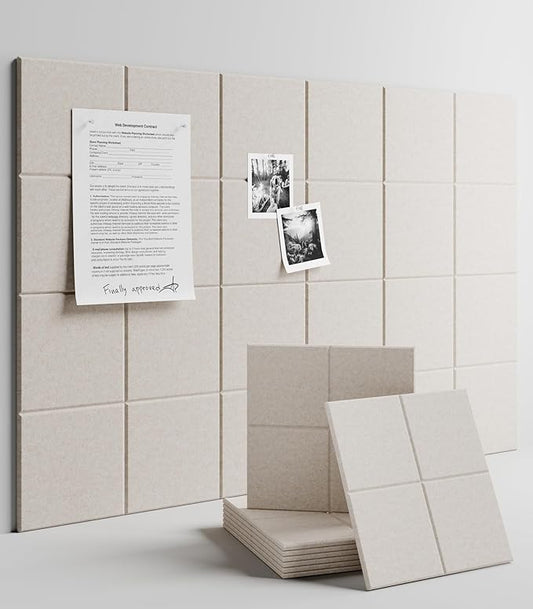 Large Felt Bulletin Board 36" x 24"Cork Board Alternative-6 Pack with 40 Safe Removable Adhesive Tabs, Cork Boards for Walls Cork Board for Home Office Classroom Pin Board-Oatmeal