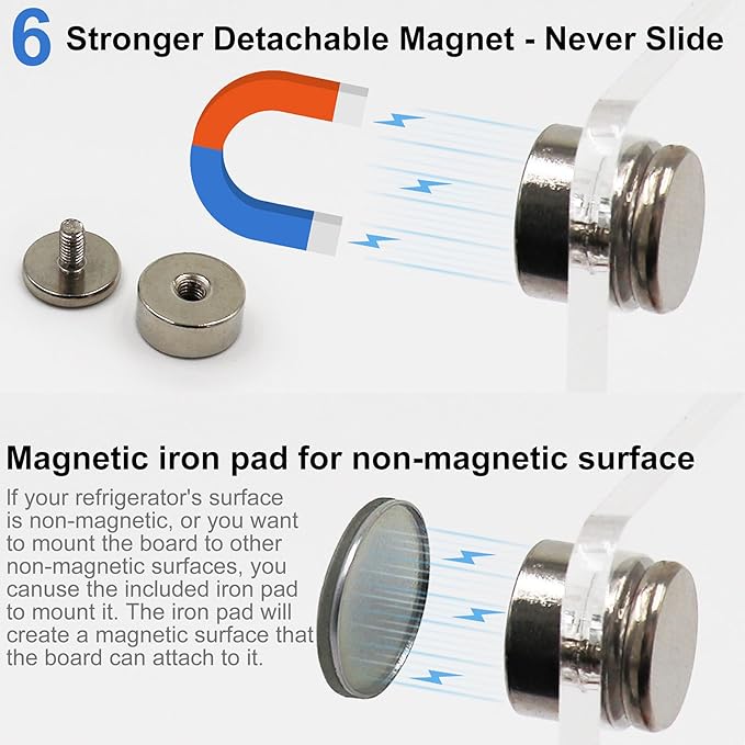 Magnetic Acrylic Calendar for Fridge Magnetic Calendar for Refrigerator, 16"X12" Clear Monthly Weekly Planner 3 Pcs Acrylic Dry Erase Board Magnet Whiteboard