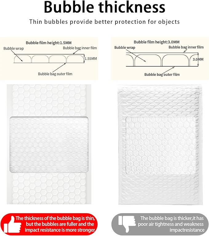 packbabol Bubble Mailers, 4x7 Inch Padded Bubble Mailers Pack of 100 Bubble Envelopes Opaque Self Seal Adhesive Waterproof Bags for Shipping and Packaging (White, 4x7-100Pc)