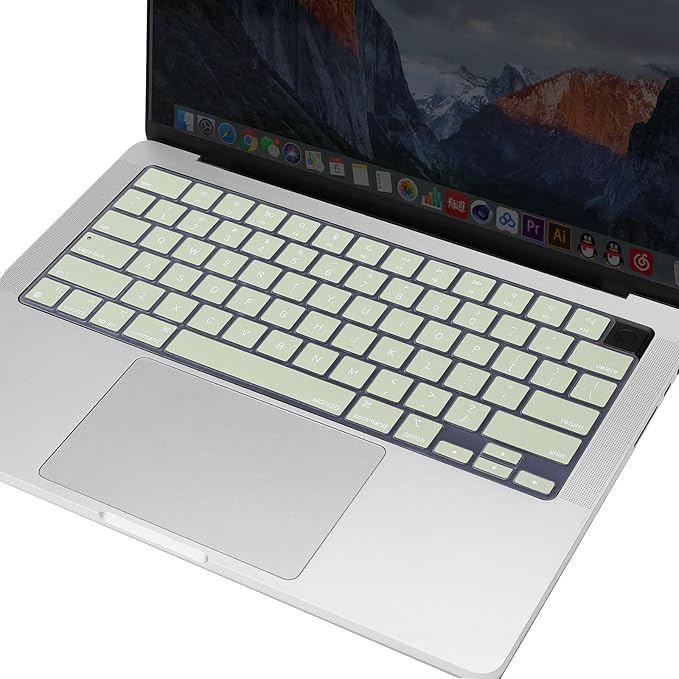 MOSISO Keyboard Cover Skin Compatible with MacBook Air 15 inch M3 A3114 M2 A2941/Air 13.6 A3113 A2681/Pro 14/16 M4 M3 M2 M1, Sage Green