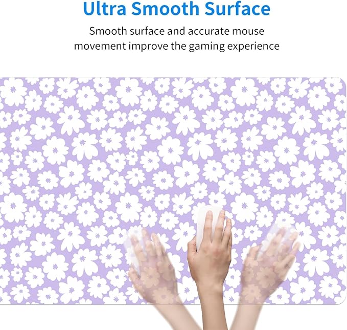 MAYCARI Kawaii Purple Flower Extended Gaming Mouse Pad Large, 31.5"X15.7" Big Mouse Pad with Non-Slip Base Long Computer Keyboard Mouse Mat for Home Office Work