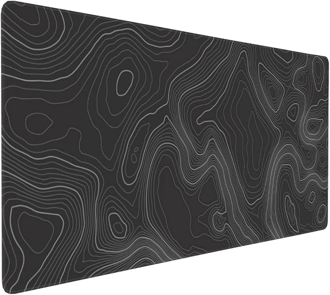 Large Gaming Mouse Pad Topographic Map Lines Contour Geographic PC Computer Keyboard XXL Mouse Mat Desk Pad Non-Slip Desk Mat for Home Office Gaming Work, 35.5 X 16 in