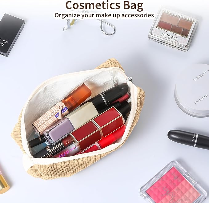 Pencil Bag Pen Case, Soft Corduroy Small Pencil Pouch Organizer with Zipper, Cute Pencil Case Pouch Stationery for Girls and Boys – Apricot