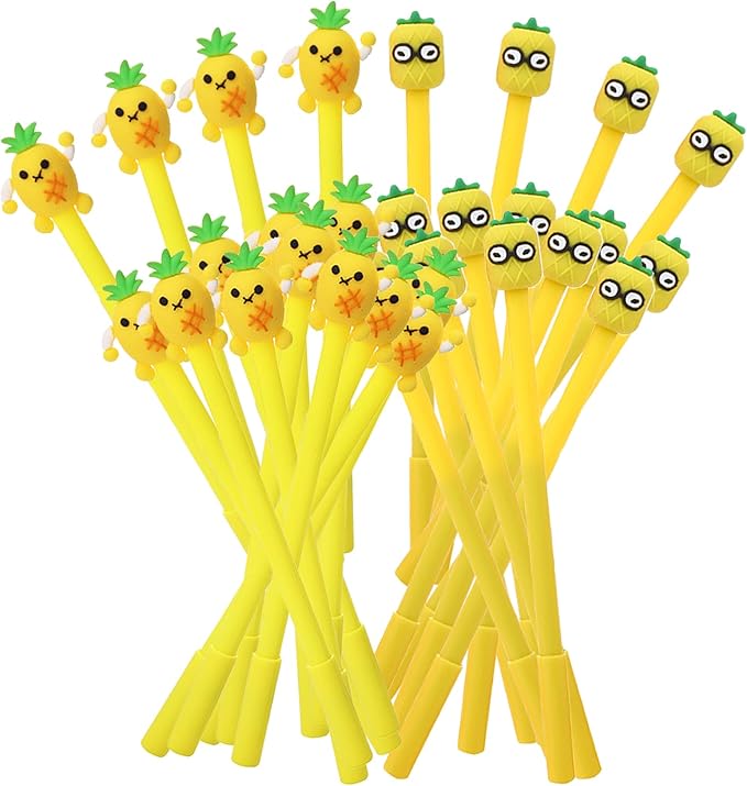 30 Pcs Cute Pineapple Gel Ink Pens Fun Kawaii Fruit Writing Pens 0.5 mm Black Ink Cool Novelty Fun Pens for Office Home School Supplies Student Present (Cute Pineapple)