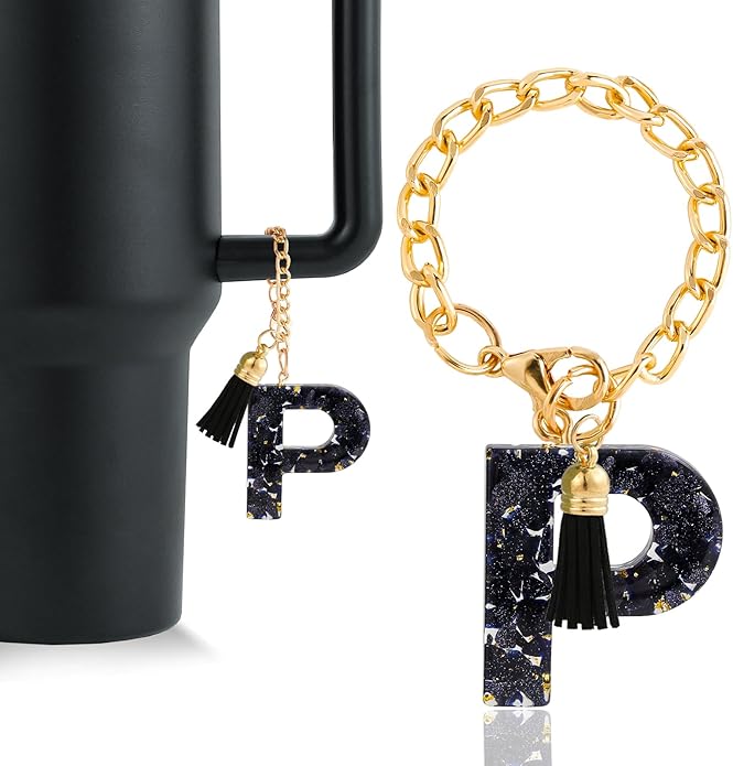 Letter Charm Accessories for Stanley Cup 1 PCS Cute Initial Keychain Handle Charm for Stanley Tumbler for Women
