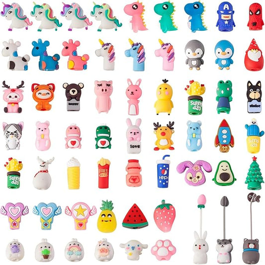 LOFIR 60 Pieces Pencil Toppers Animal Pencil Toppers Pen Toppers Clip on Pencil Classroom Prizes for Office Kids Back to School Student Supplies Party Favors(60)