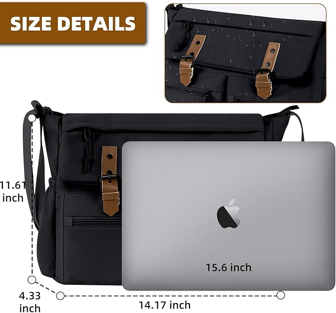 Lovvento Shoulder Messenger Bag for Men - Women Laptop Bag 15.6 inch Satchel Bags Mens Canvas Crossbody Tote Bags