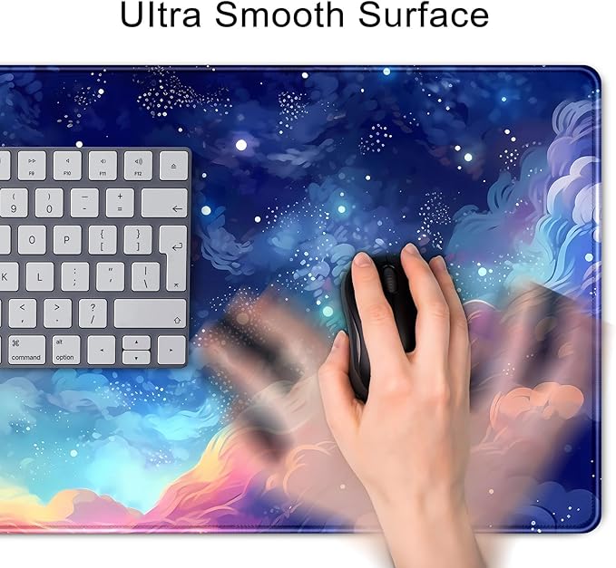 Pastel Anime Space Desk Mat Nebula View Cute Aesthetic Desk Pad Stars Galaxies Deep Dark Blue Cosmos Large Mouse Pad Extended Gaming Mousepad XL Laptop Keyboard Mouse Mat 31.5"x11.8"