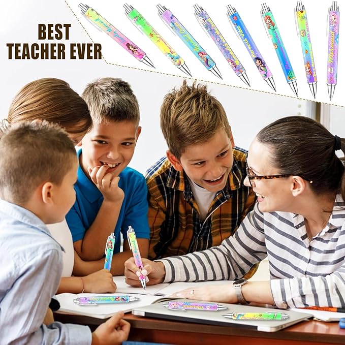 Mermaid Pens for Girls – Cute Mermaid-Themed Ballpoint Pen Set for Kids, Teens, and Ocean Lovers – Fun Stationery Gift for School, Journaling, Thanksgiving Christmas New Year Gifts – 8 Pack