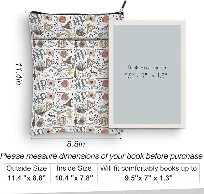 Magic Stuff Magic Book Sleeve Book Cover Book Lovers Gifts Book Club Gifts Wizard Book Protector Book Gifts for Readers Women Her Magic Movie Fans Bibliophile Bookworm Niece Graduation Birthday Gifts