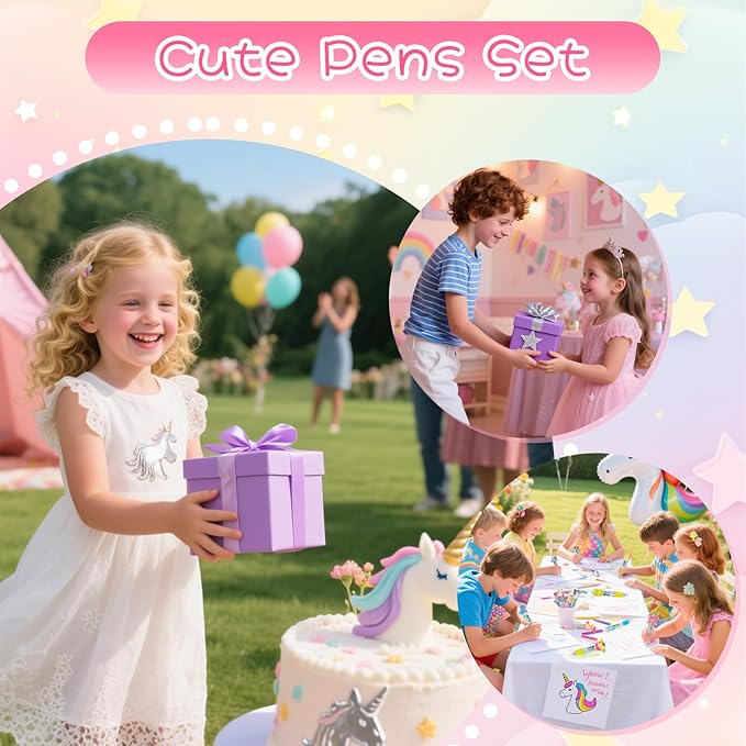 CZWZ 30Pcs Mini Multicolor Pens in One 4-in-1 Cute Pens Bulk for Kids, Ballpoint Pen for Birthdays and Children's Parties, Fun Gifts Assorted Ink Kawaii Pen(unicorn)