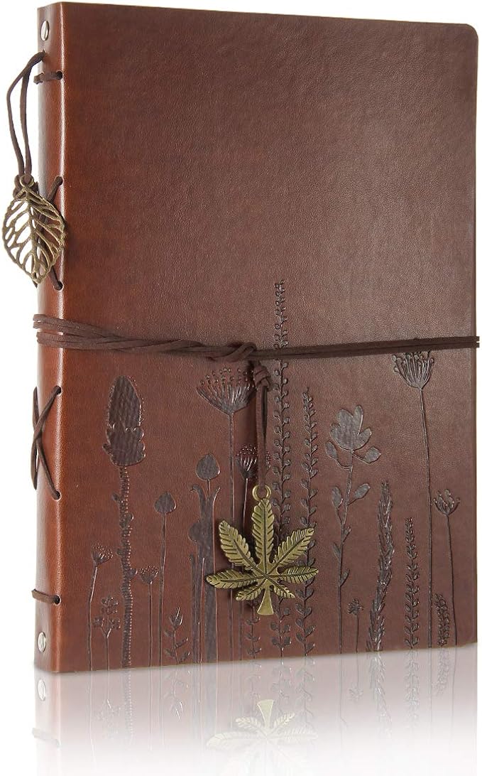 Leather Scrapbook Album ThxMadam Vintage Wedding Photo Album Love Guest Book DIY Memories Book with 60 Black Pages Gift or Valentines Mothers Anniversary Day Birthday for Wife Mum Daughter Girlfriend