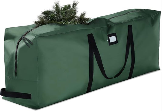 Zober Large Christmas Tree Storage Bag - Fits 9 Ft Artificial Trees - Tear Proof 600D Oxford Fabric Waterproof Christmas Tree Bag For Storage Box For Xmas - Strong, Durable Handles - Card Slot - Green