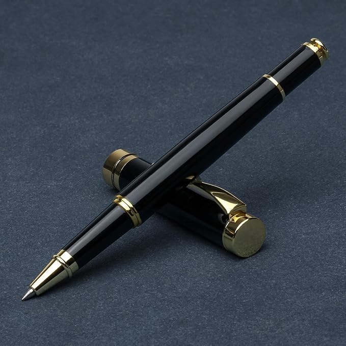 YIVONKA Personalized custom pen Luxury pens Free Engraving roller Ballpen,Ballpoint pen,office ballpoint pen, Black Ink,Gifts for Men,Women, Classy Gift Box (Black)