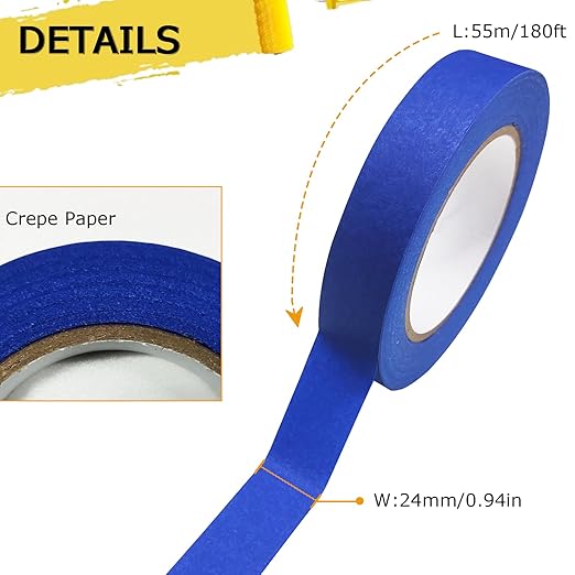 Masking Master Tape - Blue Paint Tape for Multi-Purpose Painting & Decoration (0.94in x 180.3yd, 3 Rolls) - No Residue, Easy Removal