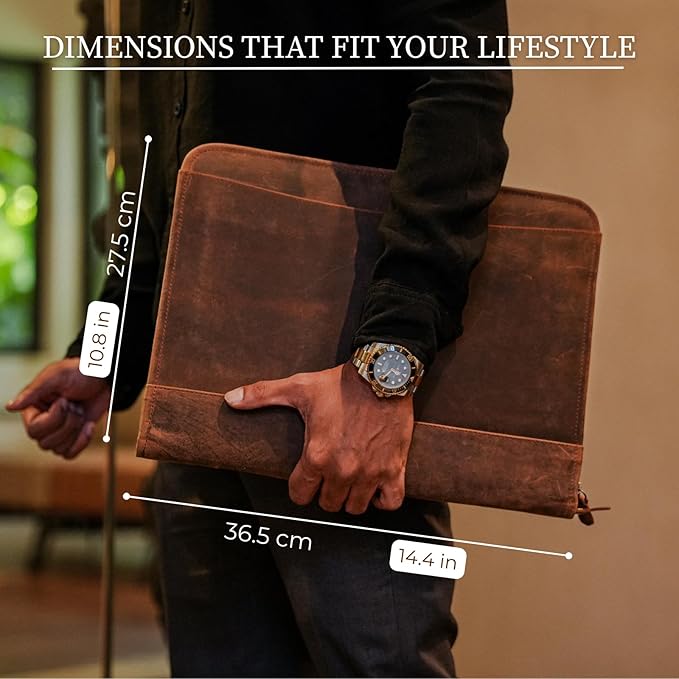 Leather Padfolio with Zipper – Business Portfolio for Men and Women, Legal Pad Portfolio, Leather Folder, Professional Padfolio for Meetings and Interviews