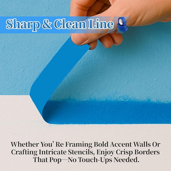 10 Rolls Painters Tape 2 Inch Wide Bulk, No Residue Blue Paint Tape 2 Inches x 55 Yards, Easy-Release Masking Tape for Painting Walls, Baseboards and Home Renovation