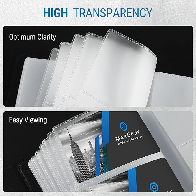 MaxGear Business Card Organizer, 240 Cards Book Portable Business Card Holder for Men & Women, Professional PU Credit Cards Binder File Storage, Black