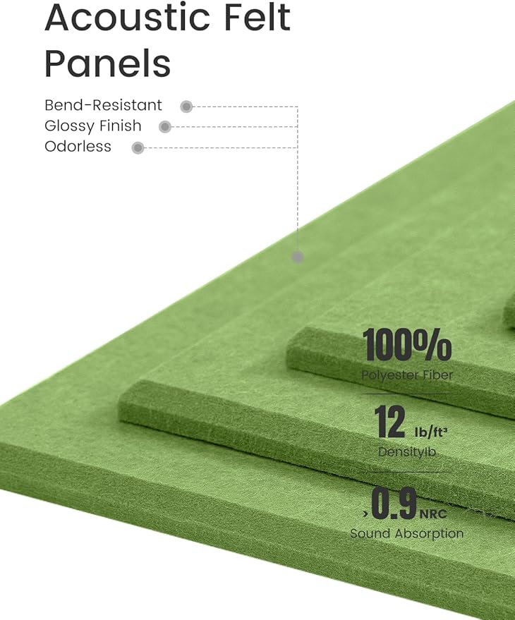 Large Felt Bulletin Board 48" x 36" Cork Board Alternative-12 Pack with 70 Safe Removable Adhesive Tabs, Cork Boards for Walls Cork Board for Home Office Classroom Pin Board-Grass Green