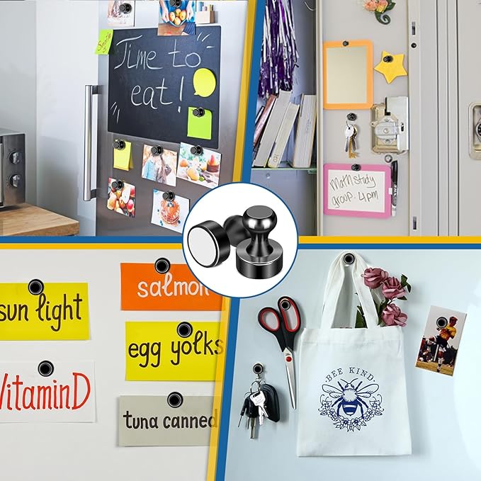 LOVIMAG Fridge Magnets 56 Pcs Refrigerator Whiteboard Small Strong Magnet Classroom Kitchen Accessories Decorative Locker Set Decor Must Haves Office Calendar Refrigerador Magnetic Cute Crafts Black