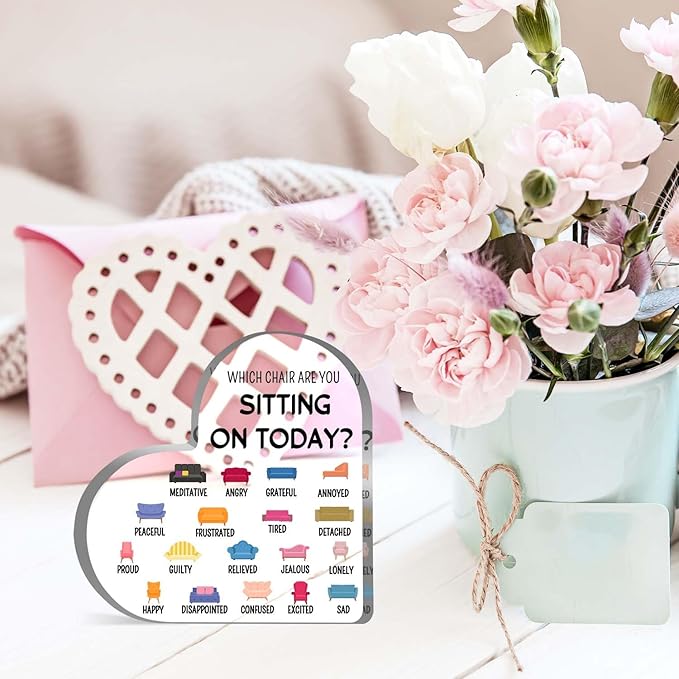 Mental Health Decor, Psychotherapy Affirmations Heart Acrylic Sign, School Counselor Sign, Anxiety Relief Social Psychology Sign, Mental Health Gifts for Social Worker Classroom School Counseling