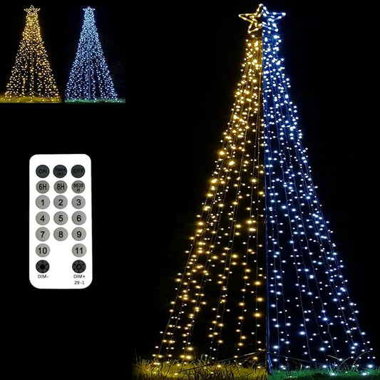 Outdoor Lighting Christmas Tree Lights 7.8Ft Cone Tall Star Topped Artificial Christmas Trees Arbol de Navidad Outside Decor for Xmas New Year Holiday WarmWhite/White