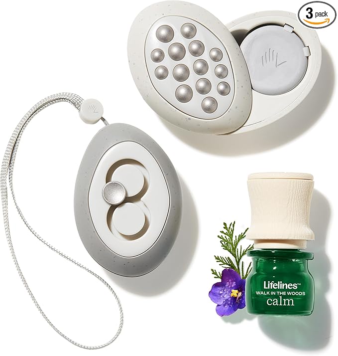 Lifelines Scent-Infused Grounding Stones, 2-Pack, Flow Pack - Portable Fidgets for Adults with Essential Oil Blend & Diffusion Stones for Sensory Immersion - Calming Waterless Passive Diffuser