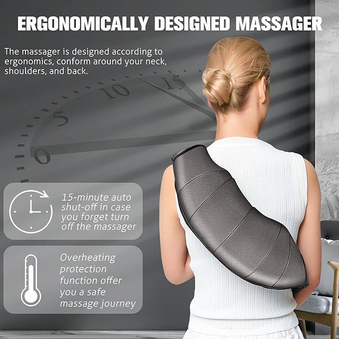 MagicMakers Neck Massager with Heat Gifts for Women, Men, Dad, Mom, Family, Friend, Mothers Day, Fathers Day, Christmas, Shiatsu Kneading Back Massager for Shoulder, Pain Relief, Muscle Soreness