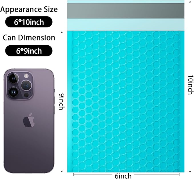 packbabol Bubble Mailers, 6x9 Inch Padded Bubble Mailers Pack of 50 Bubble Envelopes Opaque Self Seal Adhesive Waterproof Bags for Shipping and Packaging (Teal, 6x9-50)