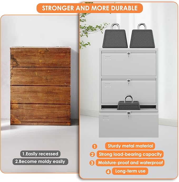 METAN Upgrade Metal 3 Drawer Lateral Files Cabinet for Home Office, Lockable Steel Wide File Storage Cabinet for Hanging Legal/Letter A4 Size, Assembly Required,White