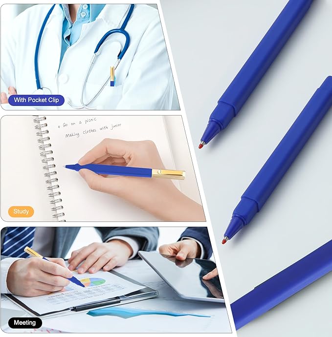 6 Pack Gel Pens Blue 0.5 mm Medium Point Blue Gel Ink Pens with Cap Quick Drying Ballpoint Pen Smooth Writing Fine Point Pen for Journaling School Office Supplies