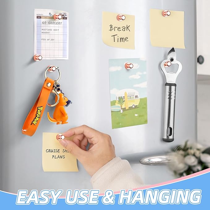 VNDUEEY 20 Pcs Rose Gold Strong Refrigerator Magnets, Ideal for Office, Classroom, Whiteboard, Fridge Magnets