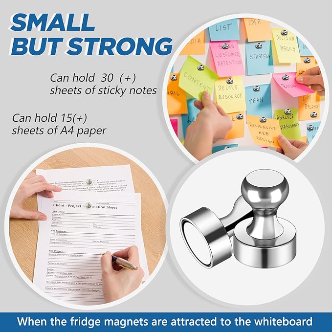 LOVIMAG Fridge Magnets 12Pcs Refrigerator Whiteboard Small Strong Magnet Classroom Kitchen Accessories Decorative Locker Set Decor Must Haves Office Calendar Refrigerador Magnetic Cute Crafts Silver